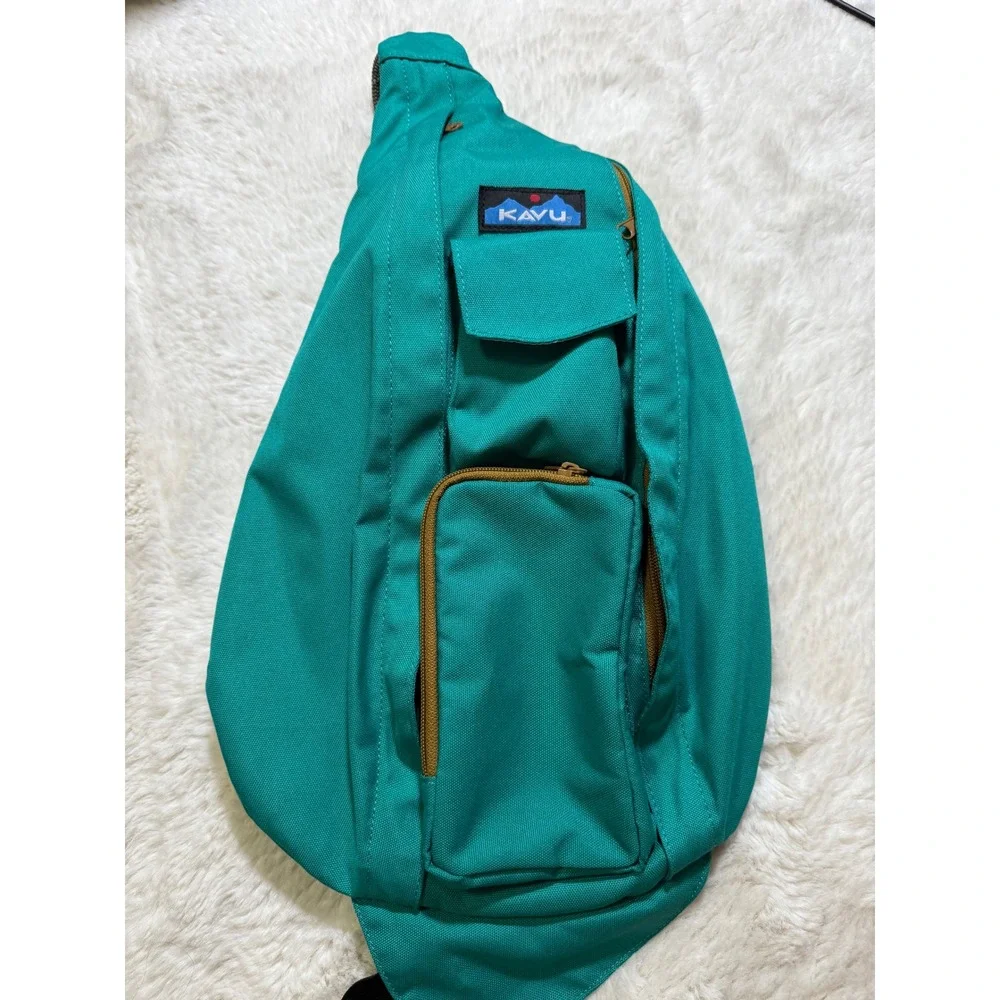 Kavu Rope Bag Teal Canvas Sling Crossbody Backpack Hiking Gorpcore Travel